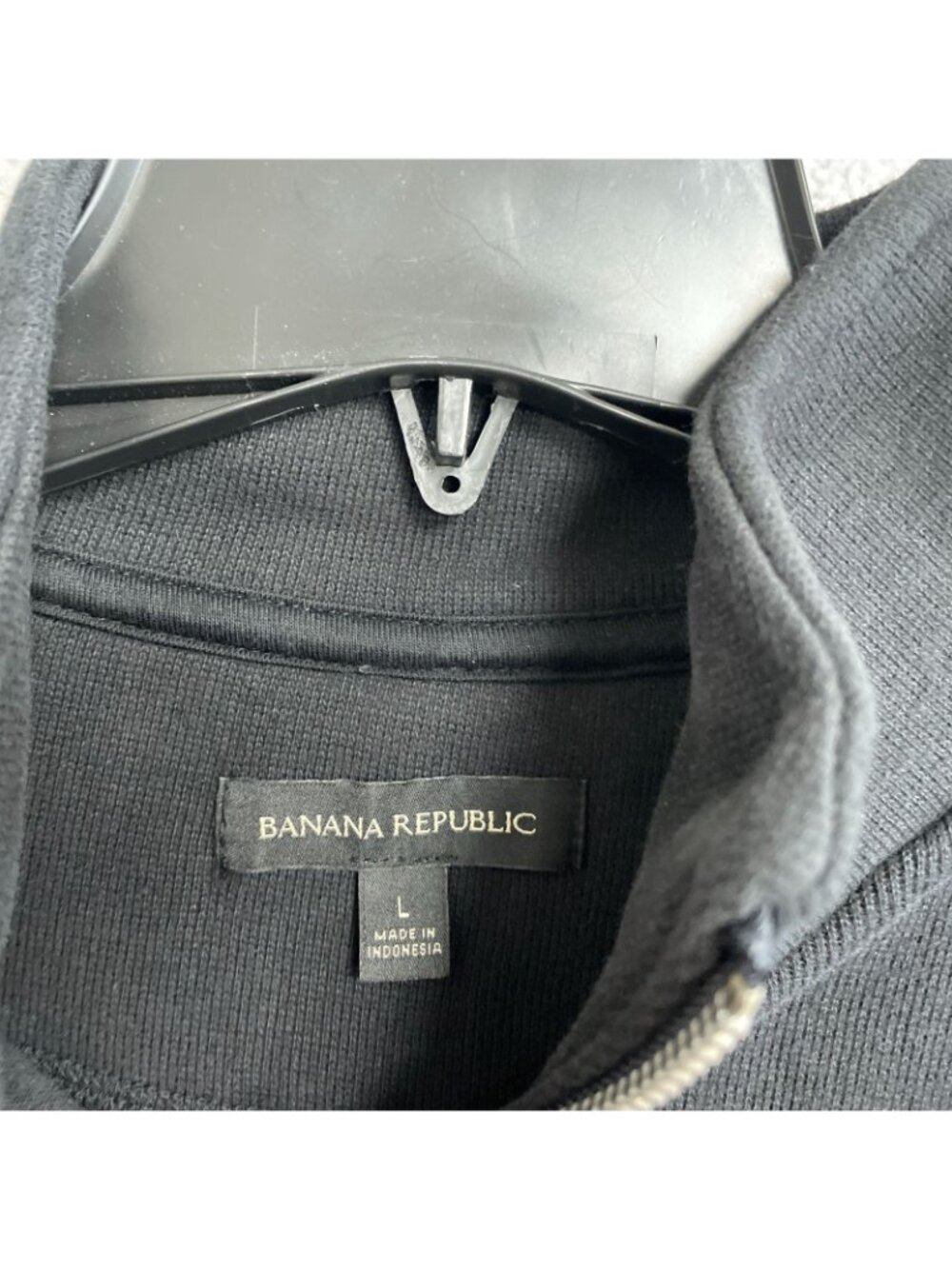 Banana Republic Men's L Black Half-Zip Sweatshirt Cotton Blend H1985 - Picture 5 of 9